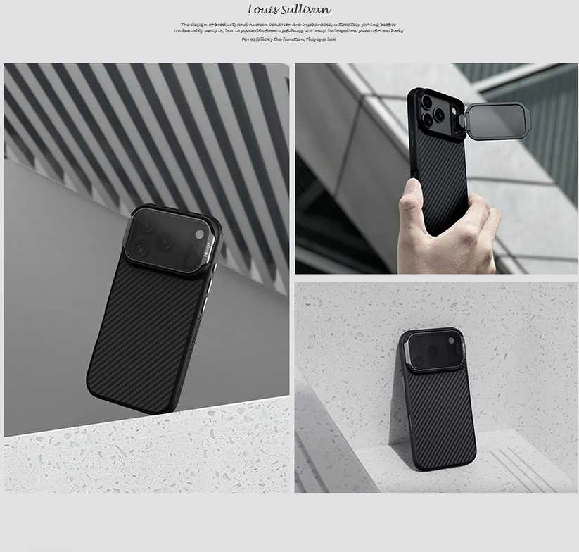 Nillkin CarboProp Aramid Magnetic dėklas skirtas Apple iPhone 17 Pro juodos spalvos