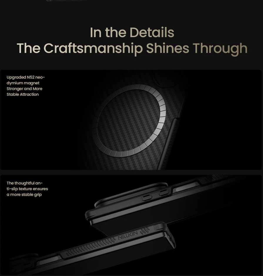 Nillkin CarboProp Aramid Magnetic Pen Slot dėklas skirtas Samsung Galaxy Z Fold 7 juodos spalvos