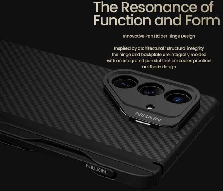 Nillkin CarboProp Aramid Magnetic Pen Slot dėklas skirtas Samsung Galaxy Z Fold 7 juodos spalvos