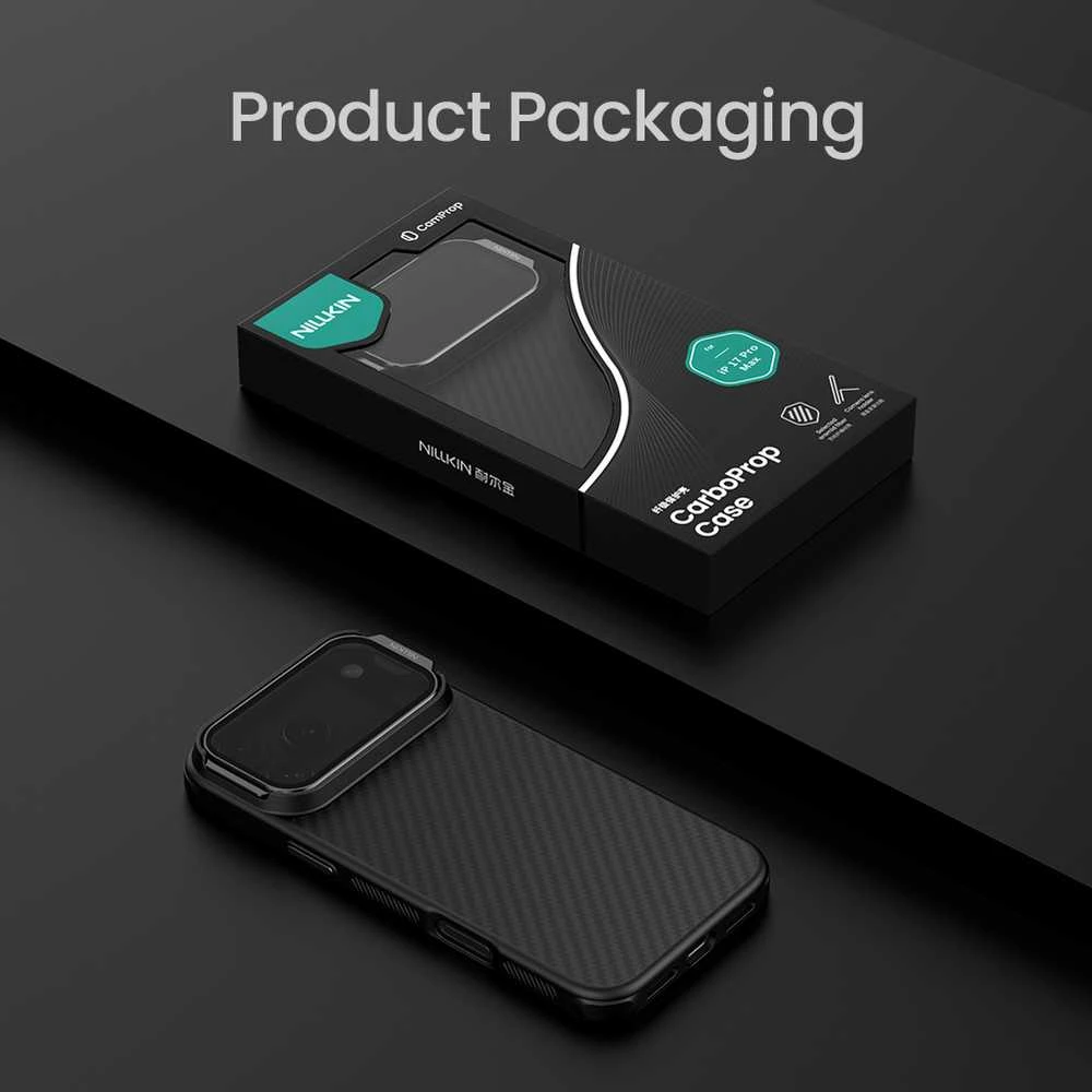 Nillkin CarboProp Aramid Magnetic dėklas skirtas Apple iPhone 17 Pro Max juodos spalvos