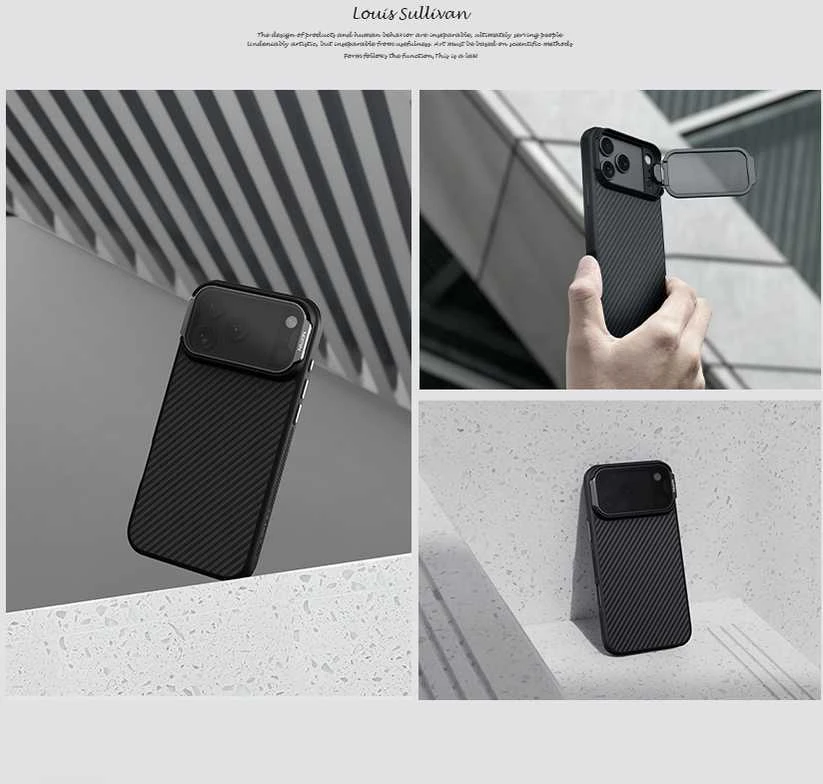 Nillkin CarboProp Aramid Magnetic dėklas skirtas Apple iPhone 17 Pro Max juodos spalvos