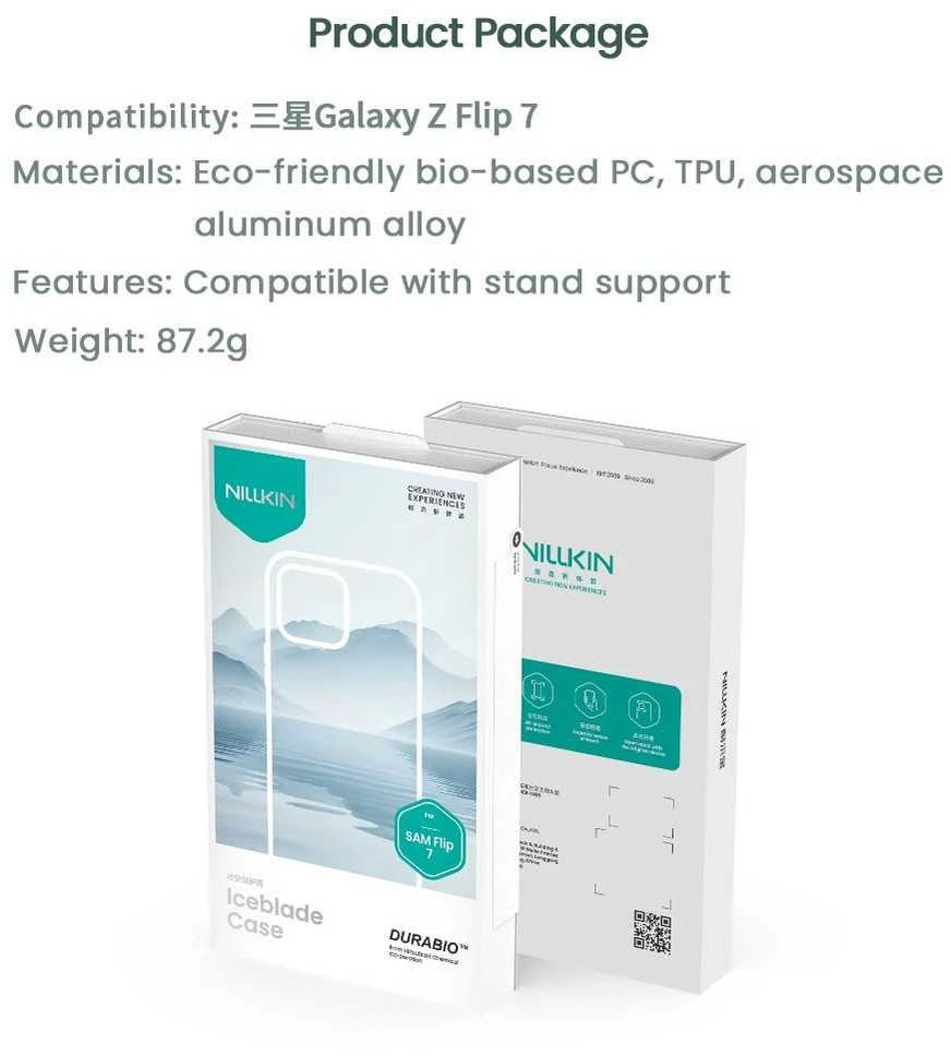 Nillkin Iceblade dėklas skirtas Samsung Galaxy Z Flip 7 juodos spalvos