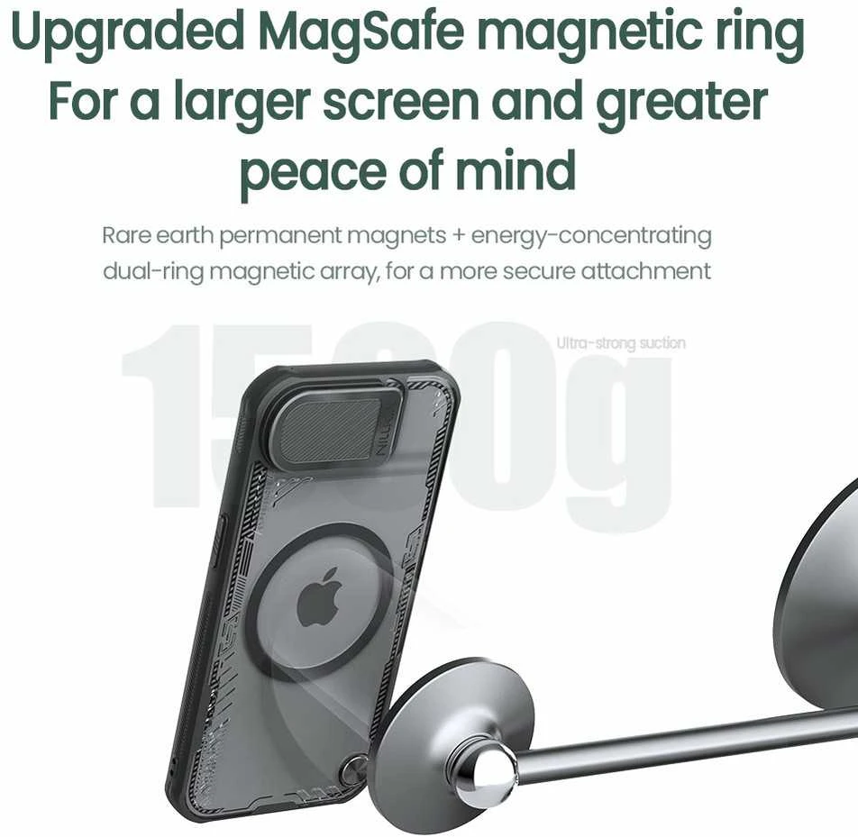 Nillkin Iceblade Prop Magnetic dėklas skirtas Apple iPhone 16e juodos spalvos
