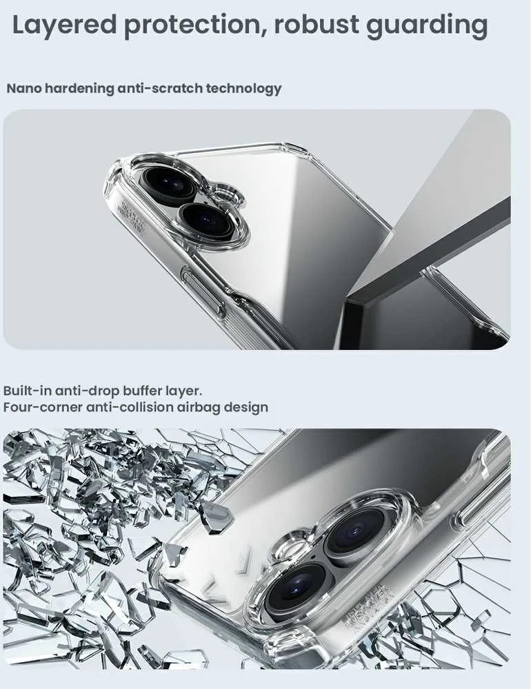 Nillkin Nature Pro iPhone 16 – dėklas telefonui skaidrus and dėklas telefonui baltos spalvos