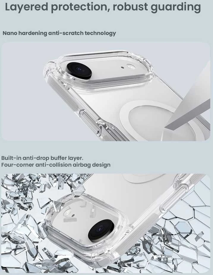 Nillkin Nature TPU Pro Magnetic dėklas suderinamas su MagSafe skirtas Apple iPhone 17 Air – Translucent juodos spalvos