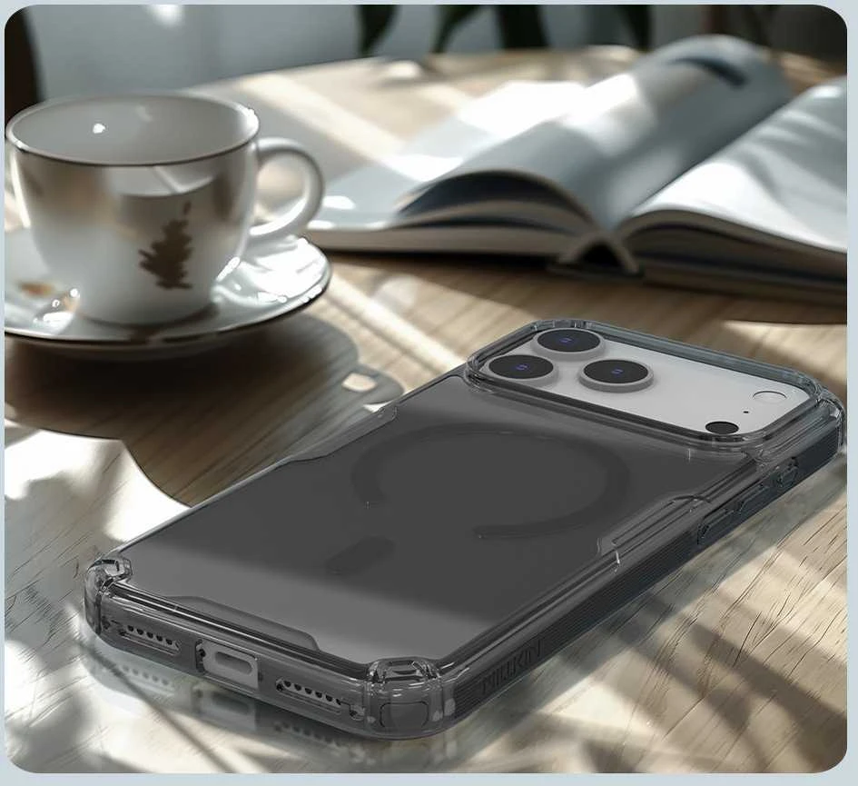 Nillkin Nature TPU Pro Magnetic dėklas suderinamas su MagSafe skirtas Apple iPhone 17 Pro Max – Translucent juodos spalvos