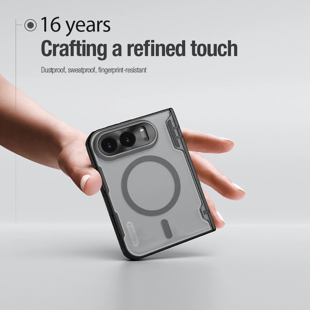 Dėklas Nillkin Super Frosted FOLD Magnetic Back Cover for Apple iPhone Duo Juodas