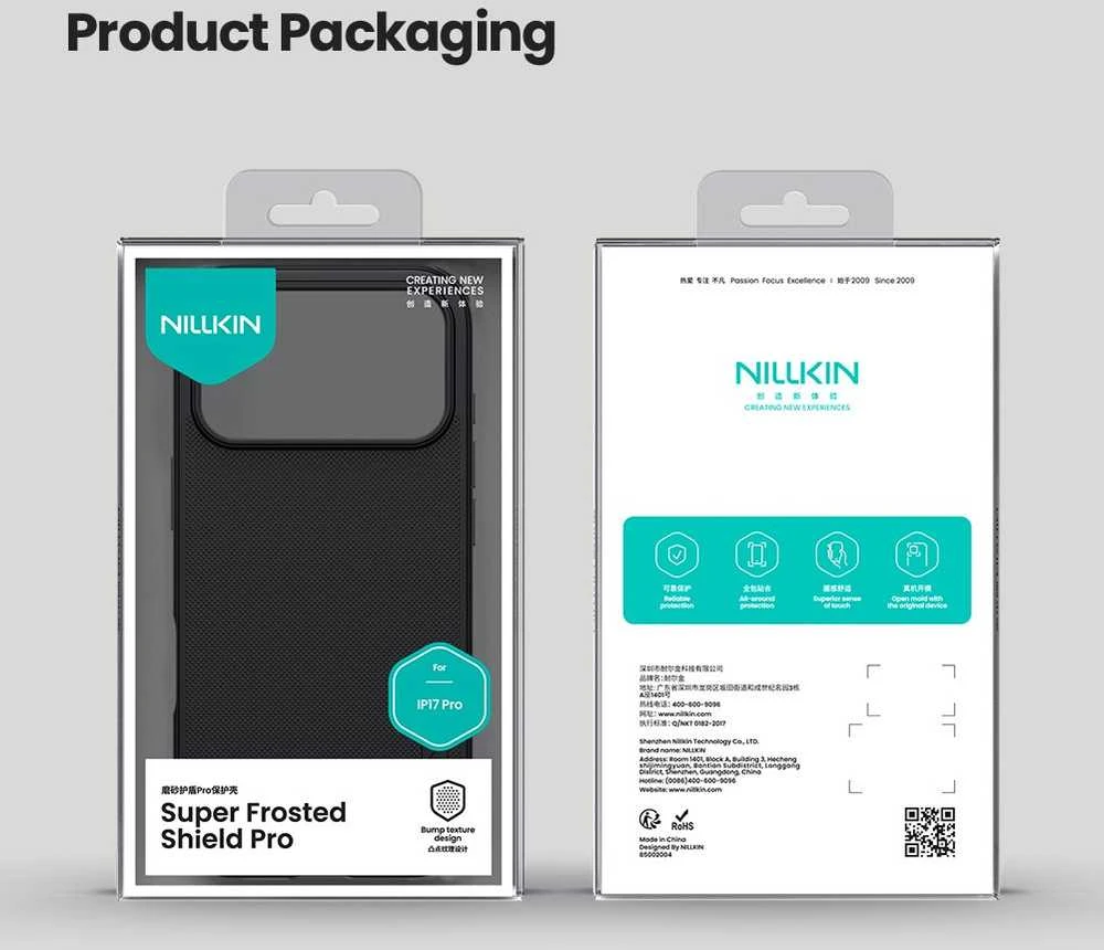 Nillkin Super Frosted PRO Back dėklas skirtas Apple iPhone 17 Pro juodos spalvos