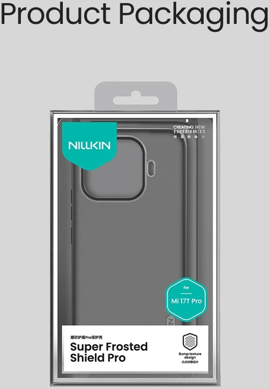 Nillkin Super Frosted Shield Pro dėklas, skirtas Xiaomi 17T Pro, skaidrus juodas