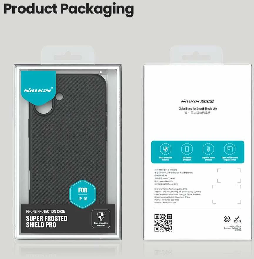 Nillkin Super Frosted Shield Pro Apple iPhone 16 – dėklas telefonui juodos spalvos