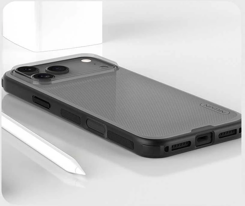 Nillkin Super Frosted PRO Back dėklas skirtas Apple iPhone 17 Pro Max skaidrus juodos spalvos