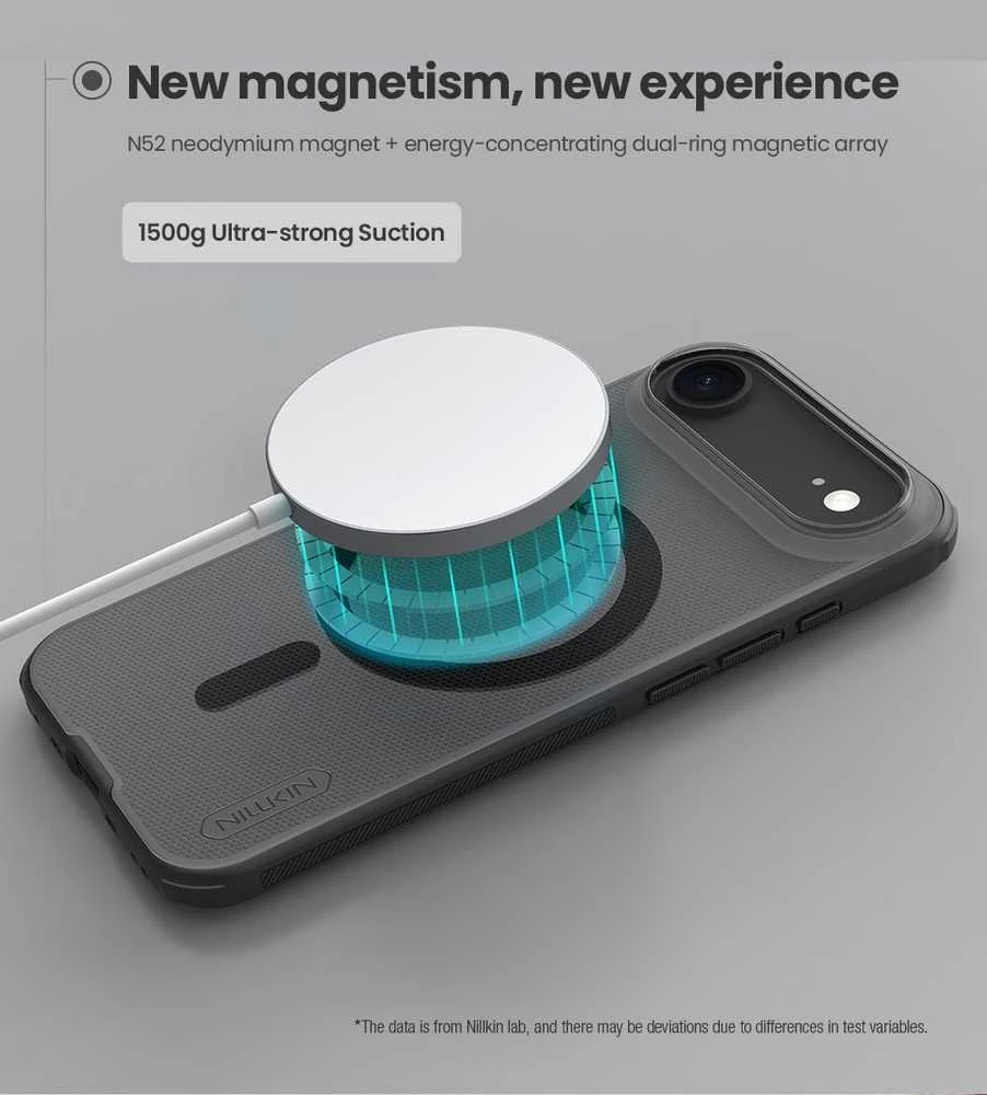 Nillkin Super Frosted PRO Magnetic nugarėlės dėklas skirtas iPhone Air skaidrus juodos spalvos