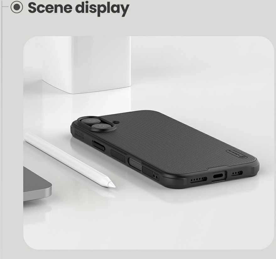 Nillkin Super Frosted PRO Magnetic Back Apple iPhone 16 dėklas telefonui juodos spalvos