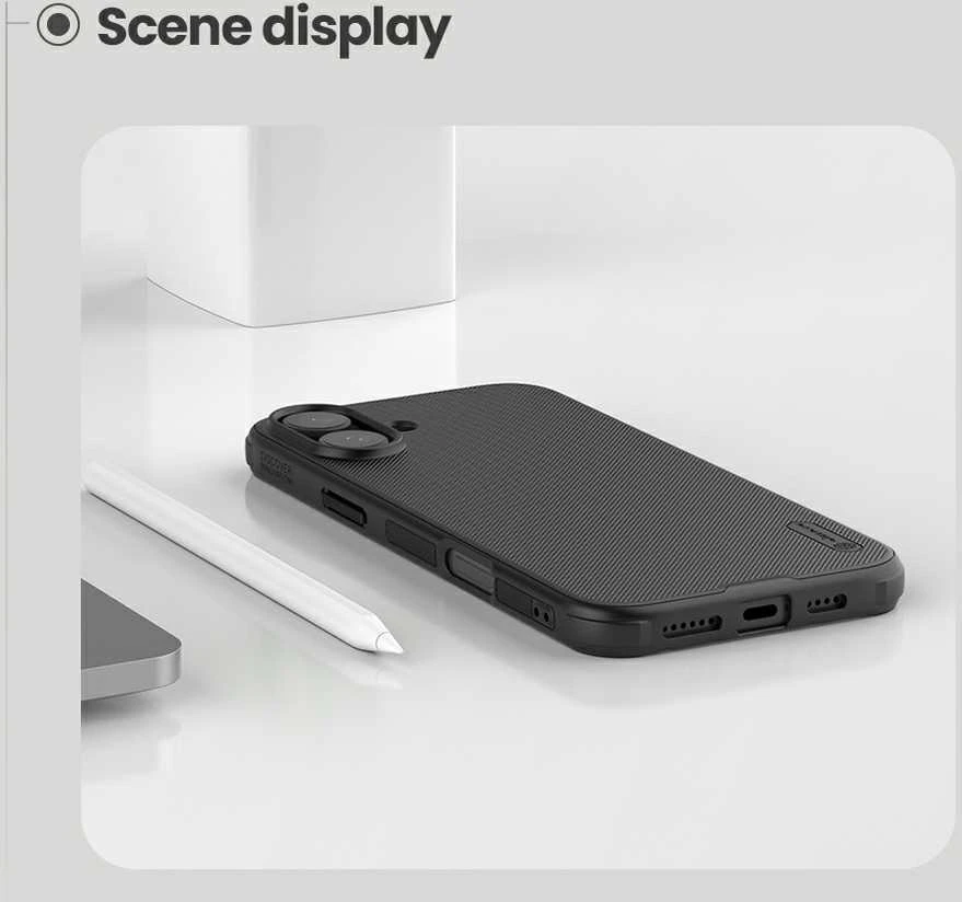 Nillkin Super Frosted PRO Magnetic Back Apple iPhone 16 Plus dėklas telefonui juodos spalvos