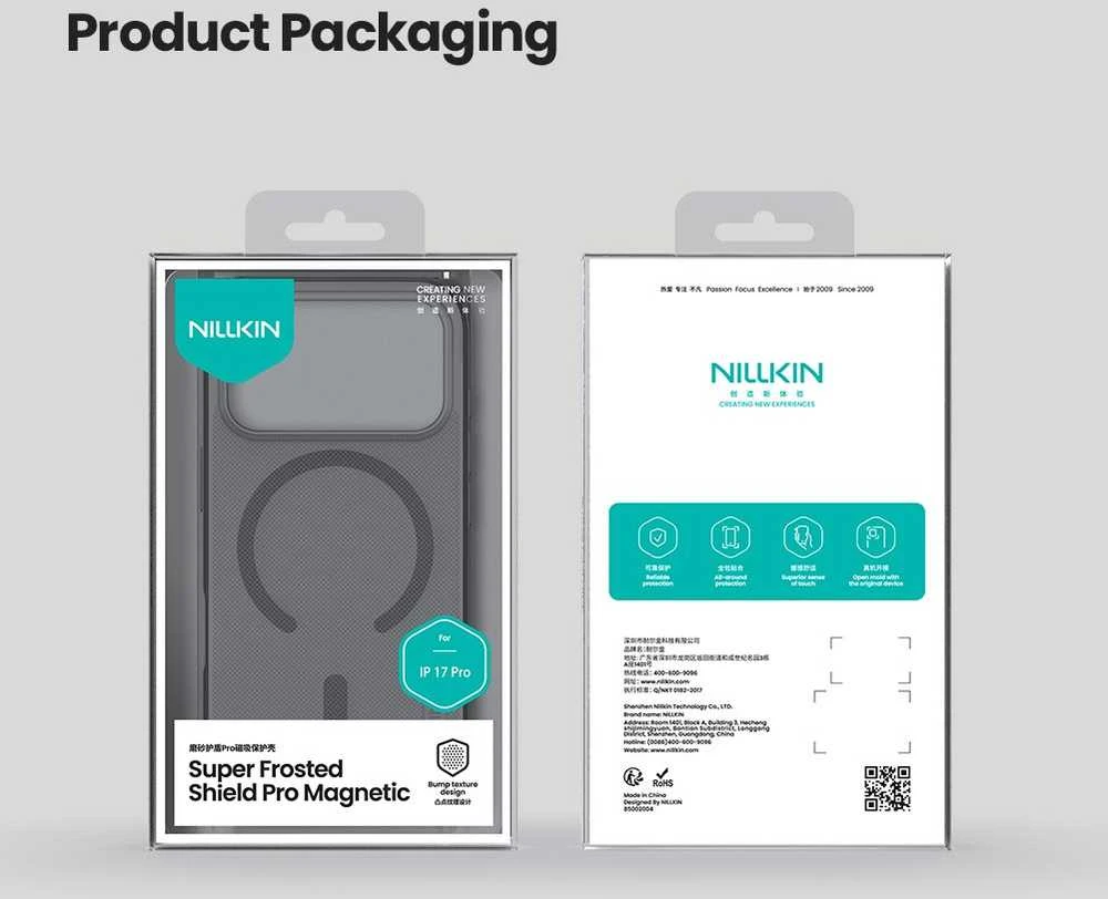 Nillkin Super Frosted Shield Pro Magnetic Dėklas skirtas Apple iPhone 17 Pro skaidrus juodos spalvos