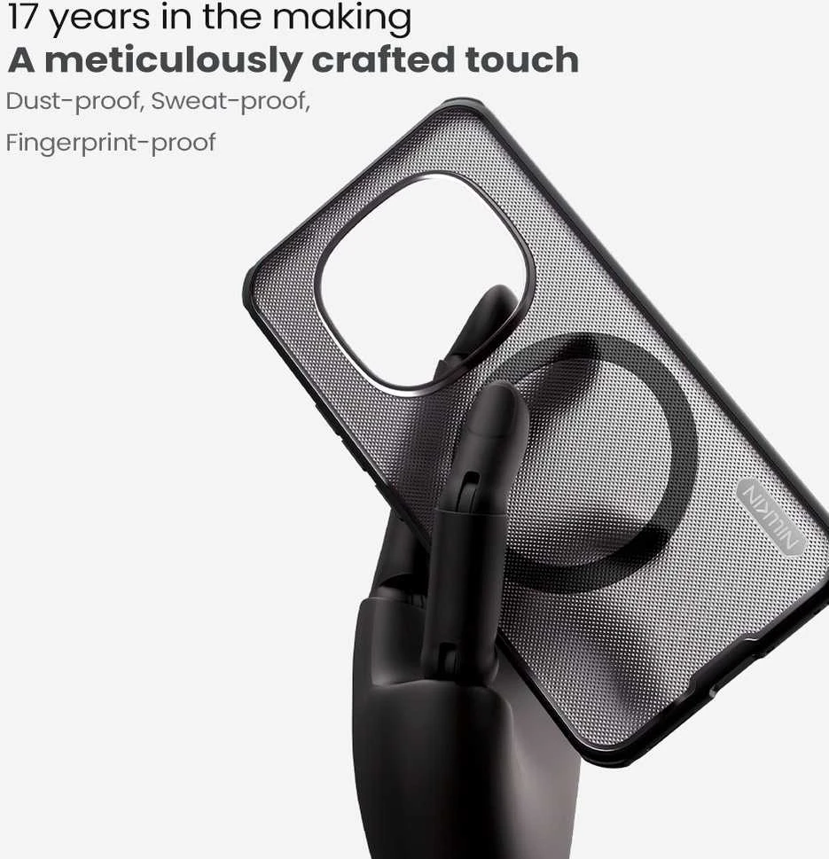 Nillkin Super Frosted PRO Magnetic Back dėklas skirtas Xiaomi Redmi Note 15 Pro+ 5G Transparent Juodas