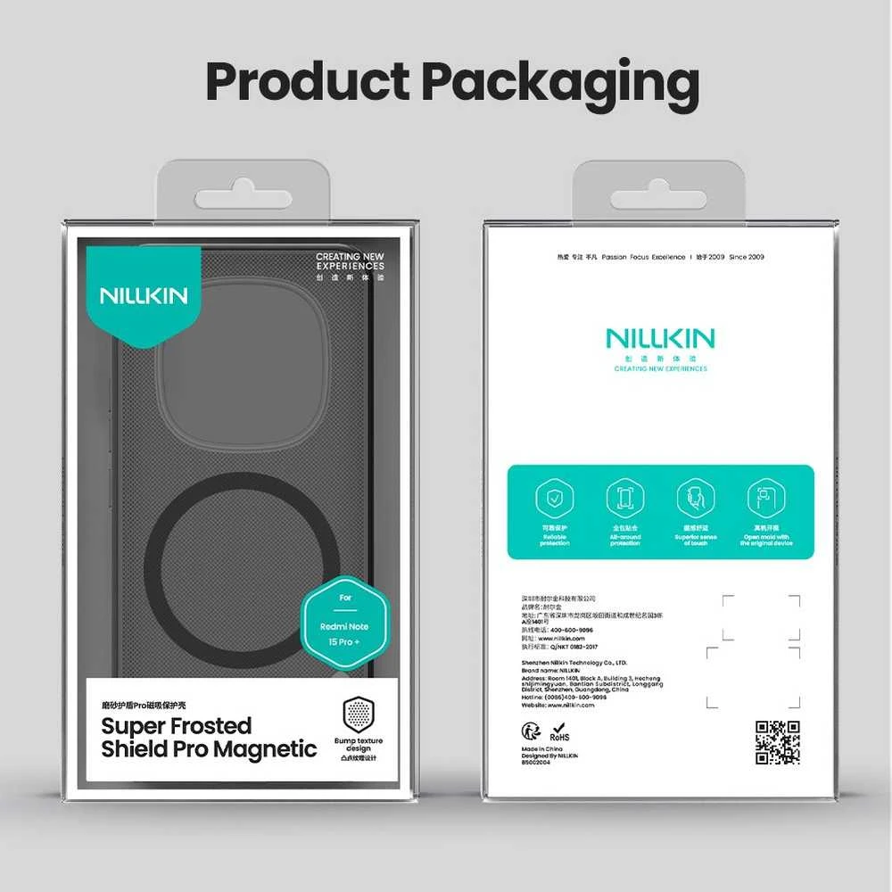 Nillkin Super Frosted PRO Magnetic Back dėklas skirtas Xiaomi Redmi Note 15 Pro+ 5G Transparent Juodas