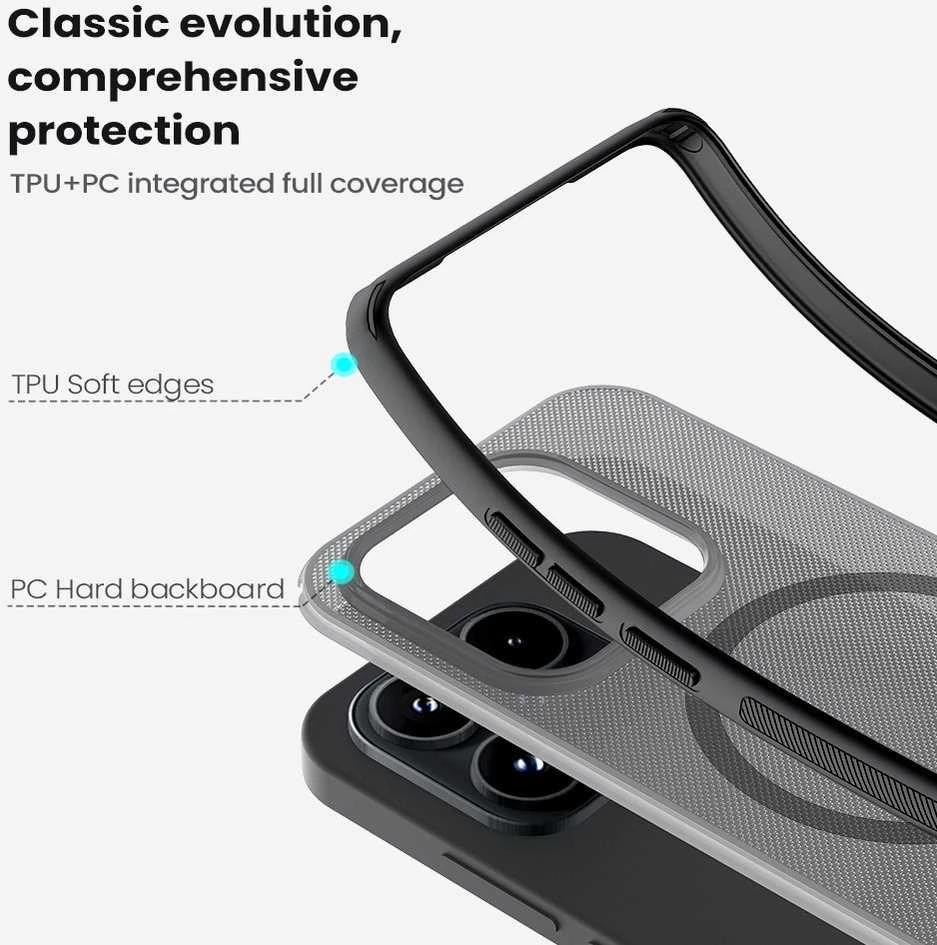 Nillkin Super Frosted PRO Magnetic Back dėklas skirtas Xiaomi 17 skaidrus juodos spalvos