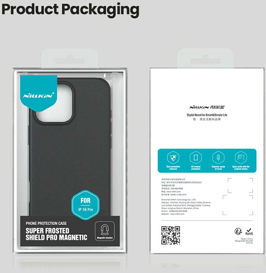 Nillkin Super Frosted Shield Pro Magnetic Apple iPhone 16 Pro – dėklas telefonui mėlynos spalvos