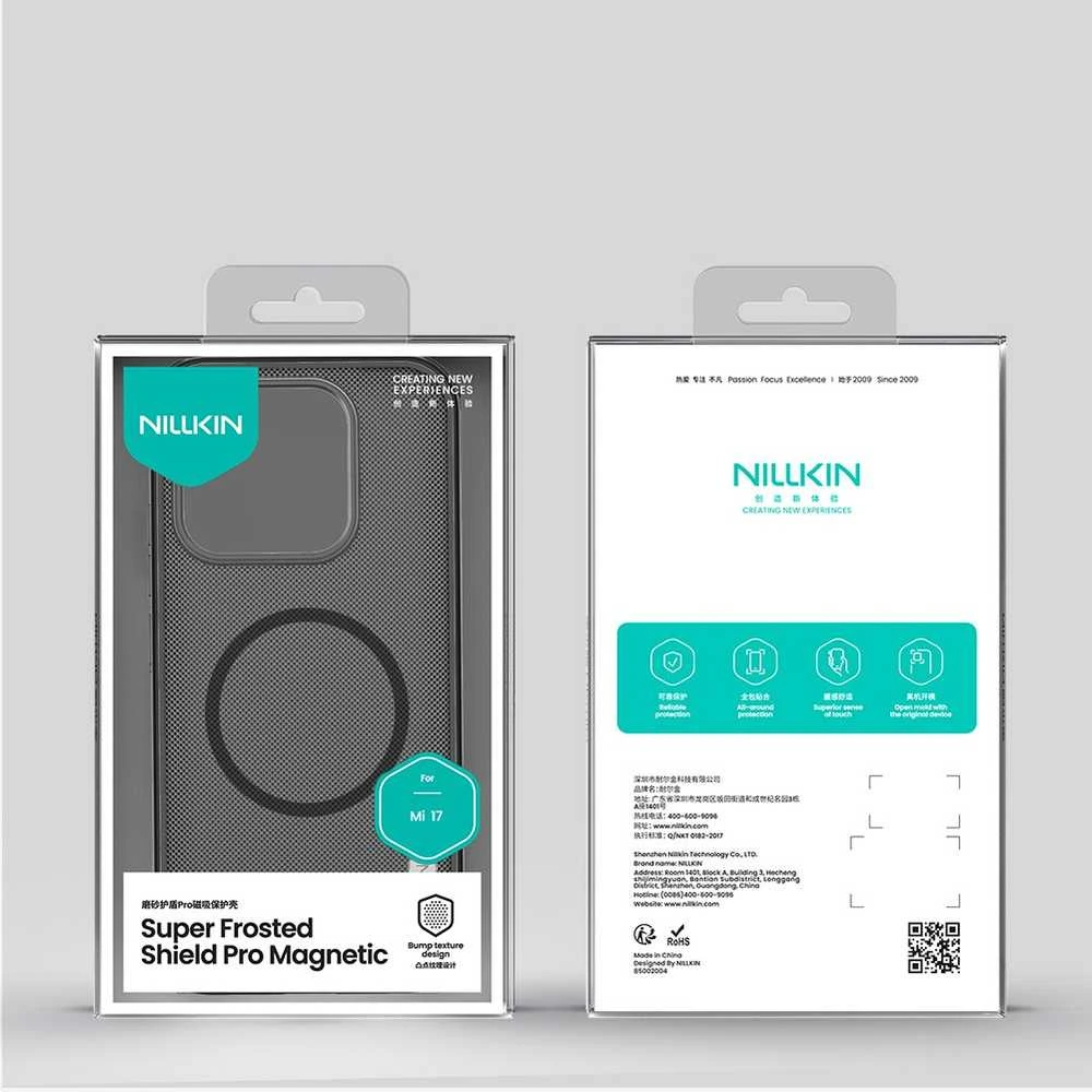 Nillkin Super Frosted PRO Magnetic Back dėklas skirtas Xiaomi 17 skaidrus juodos spalvos