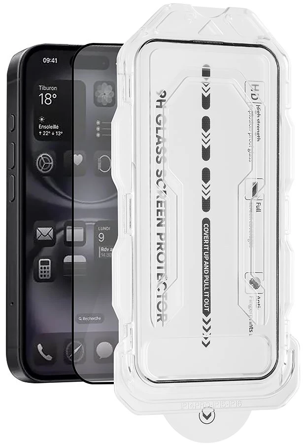 OBAL:ME 5D stiklinis ekrano apsauginis su aplikatoriumi Apple iPhone 15/16 Juodas