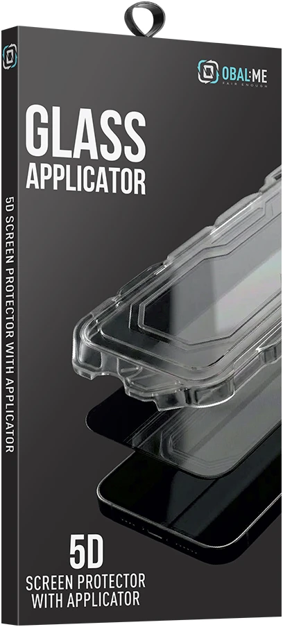 OBAL:ME 5D stiklinis ekrano apsauginis filtras su aplikatoriumi, skirtas Apple iPhone 13/13 Pro/14/16e/17e, juodas