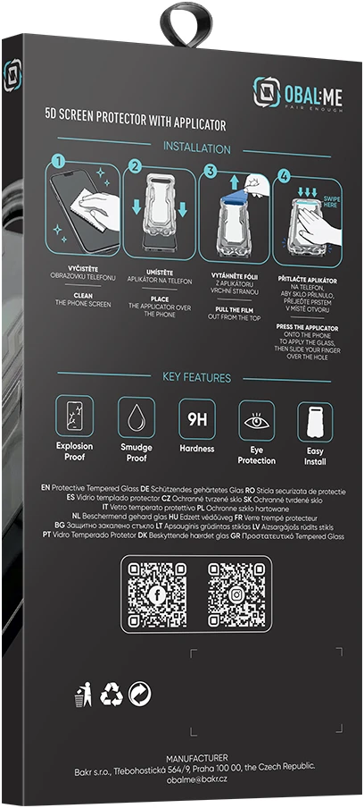 OBAL:ME 5D stiklinis ekrano apsauginis su aplikatoriumi Apple iPhone 15/16 Juodas