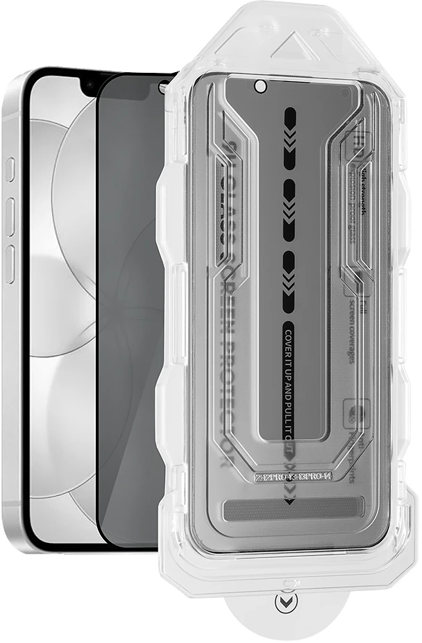 OBAL:ME Privacy 5D stiklo ekrano apsauga su aplikatoriumi Apple iPhone 13/13 Pro/14/16e/17e juoda...