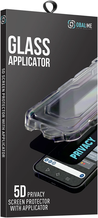 OBAL:ME Privacy 5D stiklinis ekrano apsauginis filtras su aplikatoriumi skirtas Apple iPhone 15/16 Juodas