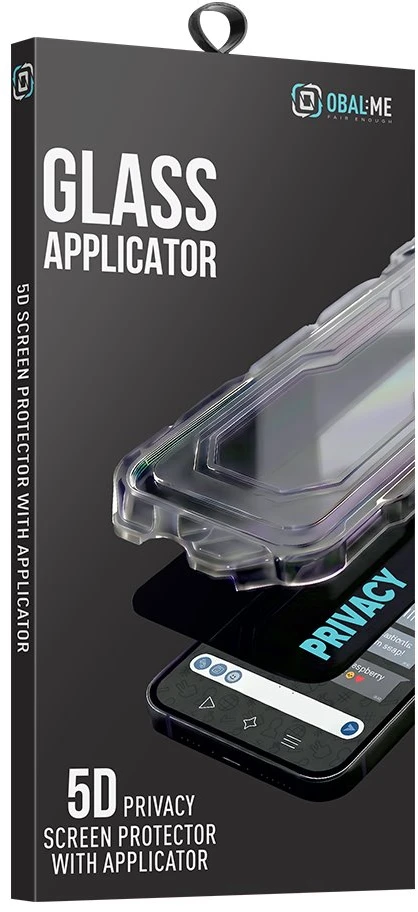 OBAL:ME Privacy 5D stiklinė ekrano apsauga su aplikatoriumi, skirta iPhone 18 Pro, juoda