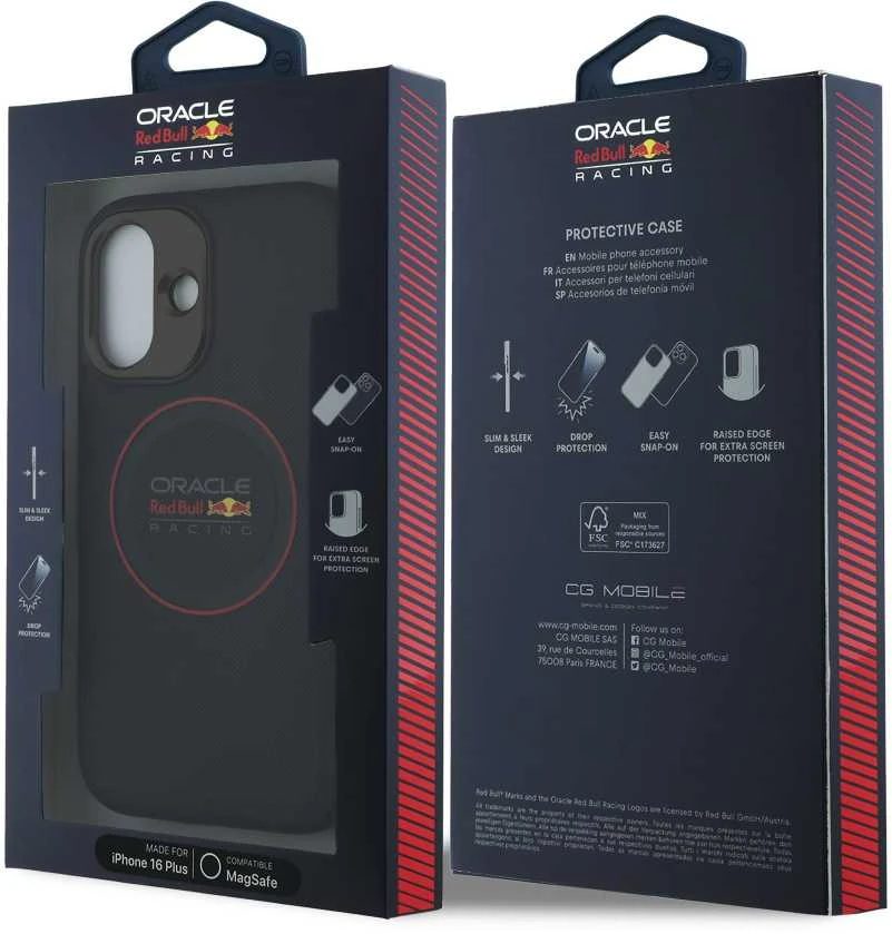 Red Bull Raudona Bull Raudona Bull PU Leather Raudona Ring MagSafe dėklas jūsų Apple iPhone 16 Plus mėlynos spalvos