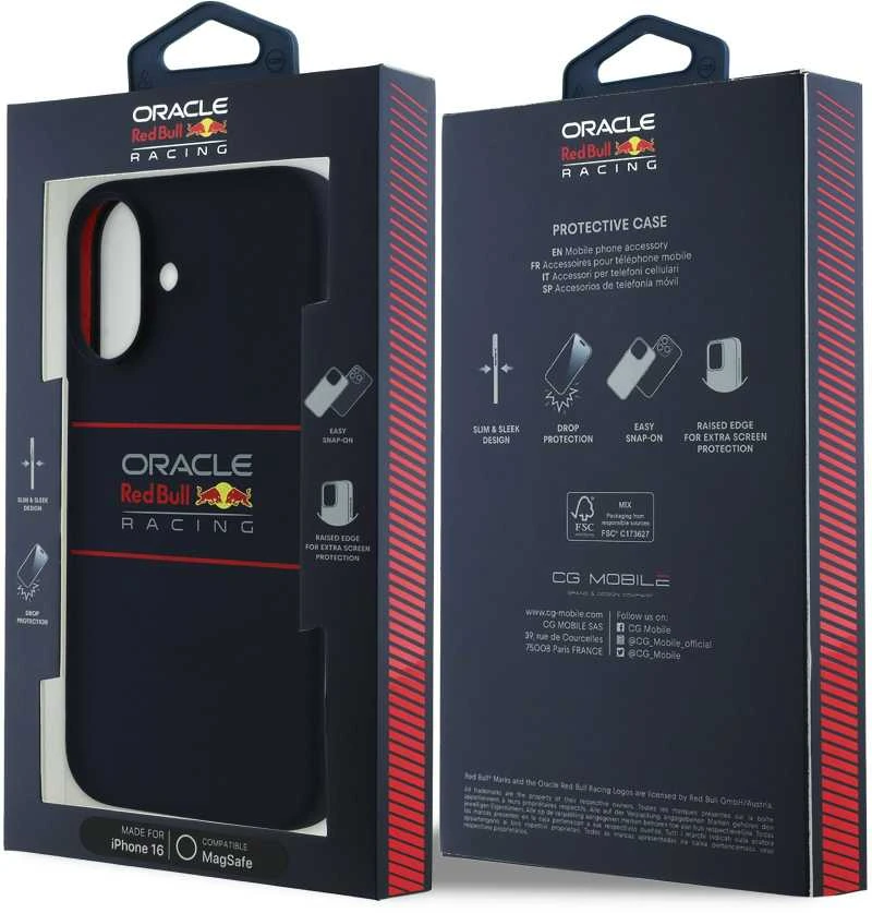 Red Bull Raudona Bull Raudonas BULL dėklas skirtas Apple iPhone 16 compatible skirtas MagSafe RBHMP16S24SIHSRV (Silicone Horizontal Centered Logo) mėlynos spalvos