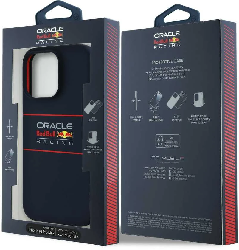 Red Bull Raudona Bull Raudonas BULL dėklas skirtas Apple iPhone 16 Pro Max compatible skirtas MagSafe RBHMP16X24SIHSRV (Silicone Horizontal Centered Logo) mėlynos spalvos