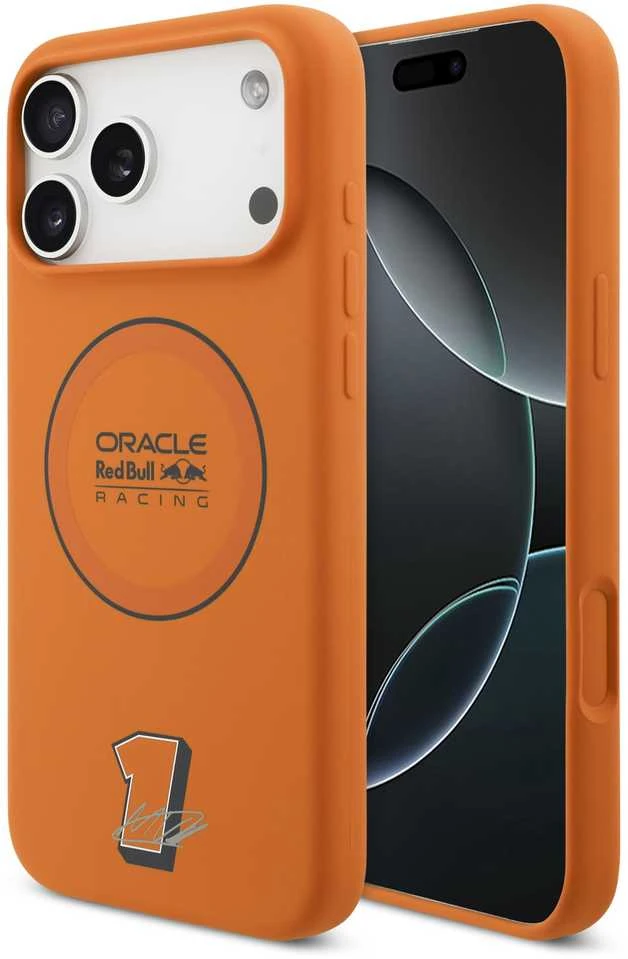 Red Bull Raudona Bull Raudona Bull Silicone Mėlyna Ring MagSafe dėklas skirtas Apple iPhone 17 Pro Max oranžinės spalvos