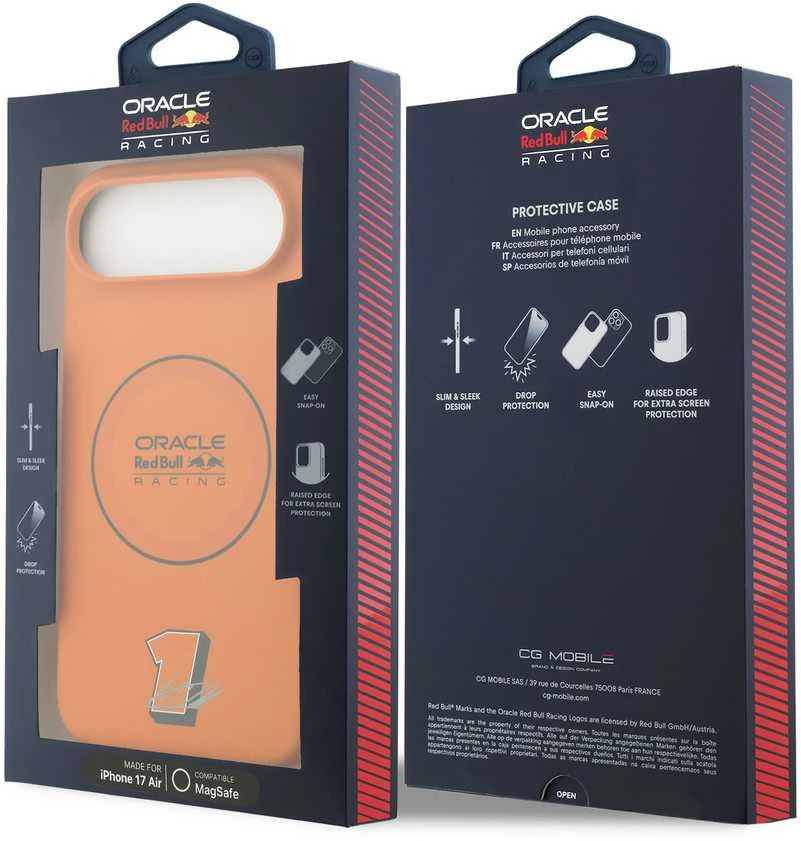 Red Bull Raudona Bull Raudona Bull Silicone Mėlyna Ring MagSafe dėklas skirtas Apple iPhone Air oranžinės spalvos