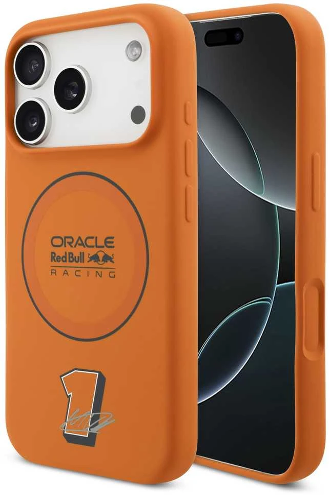 Red Bull Raudona Bull Raudona Bull Silicone Mėlyna Ring MagSafe dėklas skirtas Apple iPhone 17 Pro oranžinės spalvos
