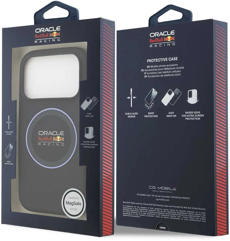Red Bull Raudona Bull Raudona Bull Silicone mėlynos spalvos Ring MagSafe dėklas skirtas Apple iPhone 17 Pro Navy