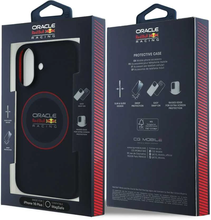 Red Bull Raudona Bull Raudonas BULL dėklas skirtas Apple iPhone 16 Plus compatible with MagSafe RBHMP16M24SIILVR (Silicone red Ring) mėlynos spalvos