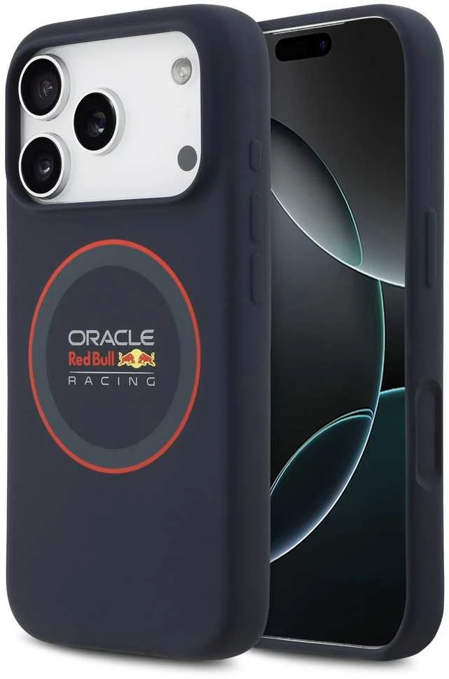 Red Bull Raudona Bull Raudona Bull Silicone Raudona Ring MagSafe dėklas skirtas Apple iPhone 17 Pro Navy mėlynos spalvos