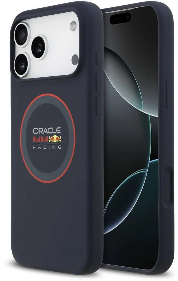 Red Bull Raudona Bull Raudona Bull Silicone Raudona Ring MagSafe dėklas skirtas Apple iPhone 17 Pro Max Navy mėlynos spalvos