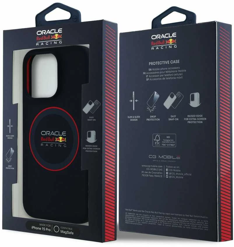 Red Bull Raudona Bull Raudona Bull silikoninis Raudona Ring MagSafe Apple iPhone 15 Pro dėklas telefonui mėlynos spalvos