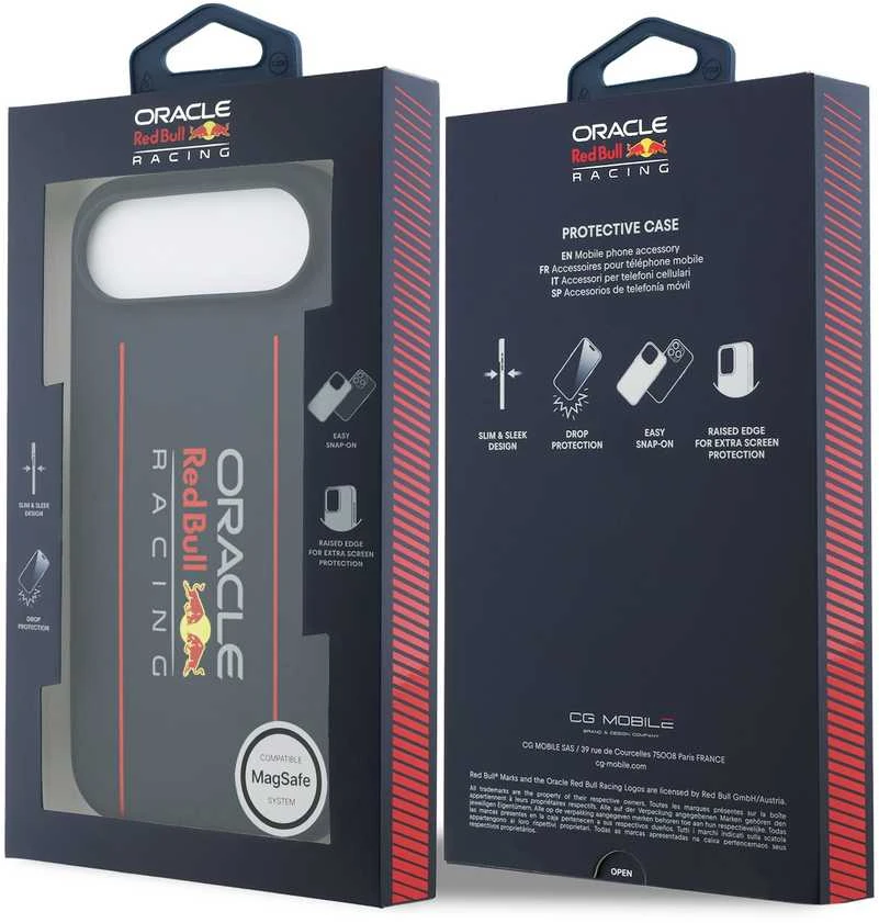 Red Bull Raudona Bull Raudona Bull Silicone Vertical Logo MagSafe dėklas skirtas Apple iPhone Air mėlynos spalvos