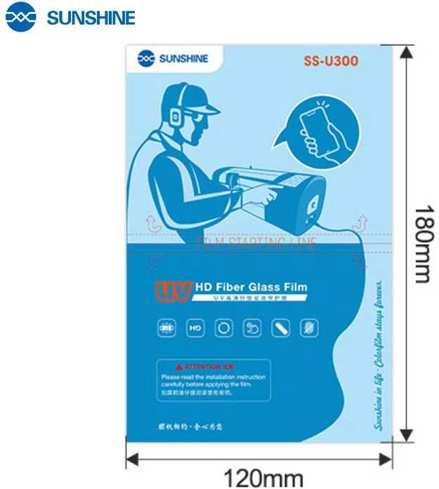 Dėklas „SUNSHINE SS-U300“ UV stiklo pluošto plėvelės išmaniesiems telefonams, 25 vnt. pakuotė