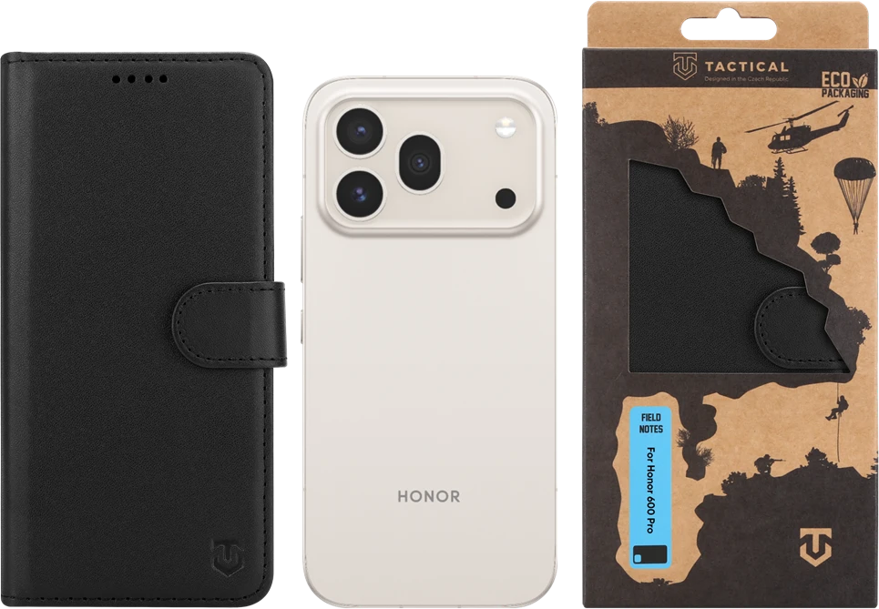 Dėklas Tactical Field Notes for Honor 600 Pro Juodas