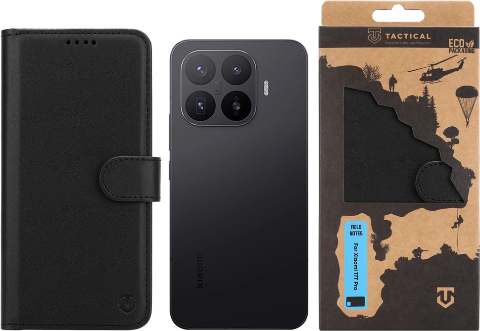 Dėklas Tactical Field Notes, skirti Xiaomi 17T Pro – juodi