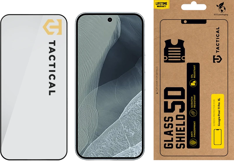 Dėklas Tactical Glass Shield 5D for Google Pixel 11 Pro XL Juodas
