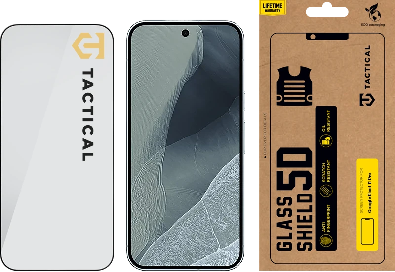 Dėklas Tactical Glass Shield 5D for Google Pixel 11 Pro Juodas