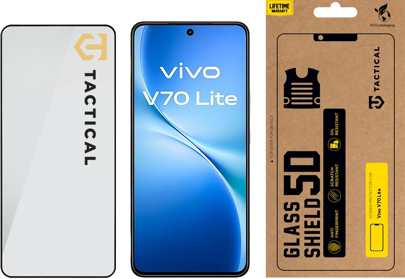 Tactical Glass Shield 5D for Vivo V70 Lite Juodas