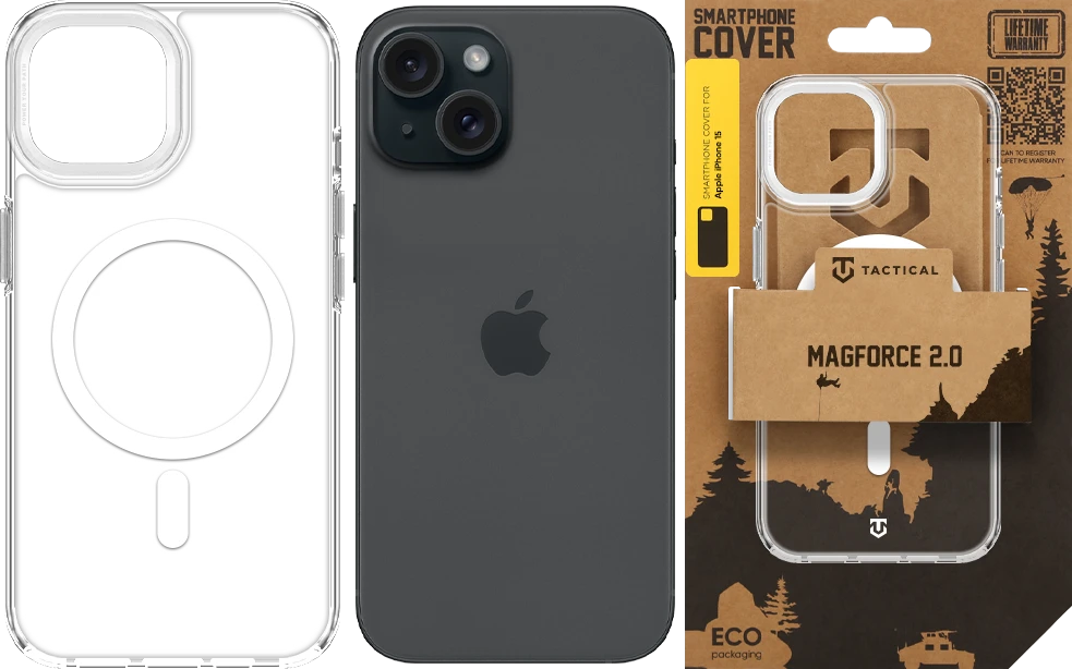 Dėklas Tactical MagForce 2.0 phone case with MagSafe support for iPhone 15 sidabrinis
