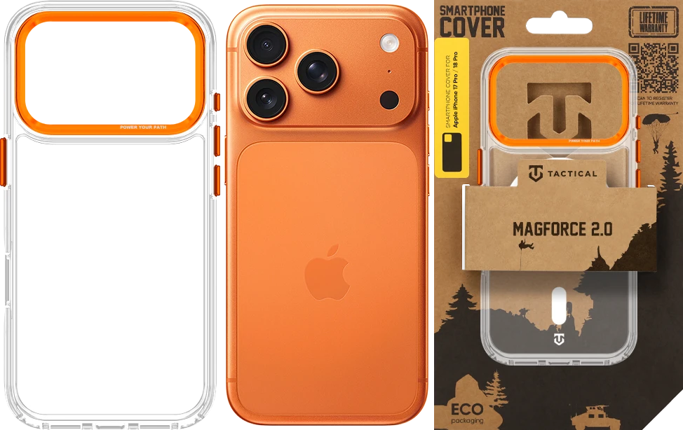 Dėklas Tactical MagForce 2.0 Apple iPhone 17 Pro/18 Pro viršelis oranžinis